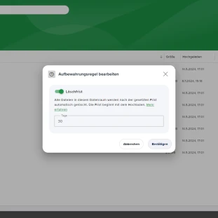 Automatische Löschfristen in den FTAPI SecuRooms